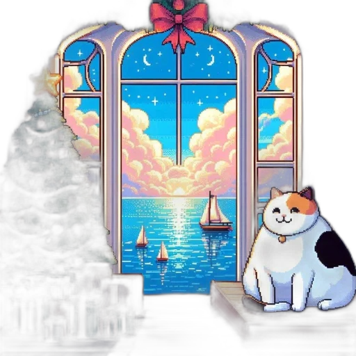 fantasy art, pixel art, concept art, vaporwave transparent PNG cut-out