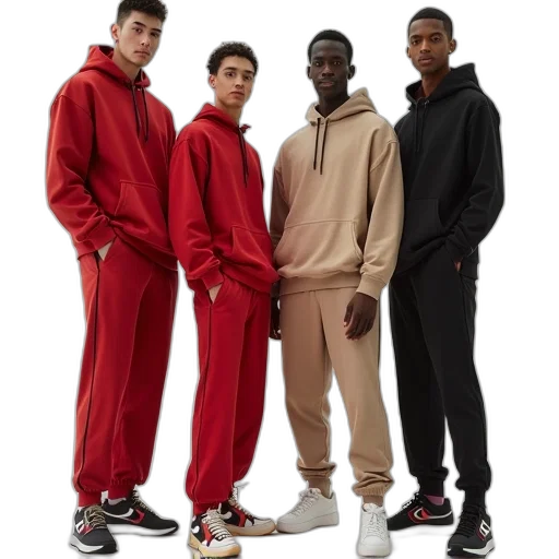 jacket, shoes, red, model transparent PNG cut-out