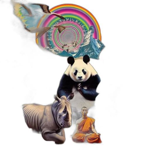 animal, umbrella, hat, staff transparent PNG cut-out