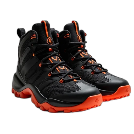 shoes, 3d render, pair, black transparent PNG cut-out