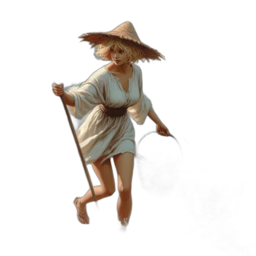 staff, hat, dress, umbrella transparent PNG cut-out