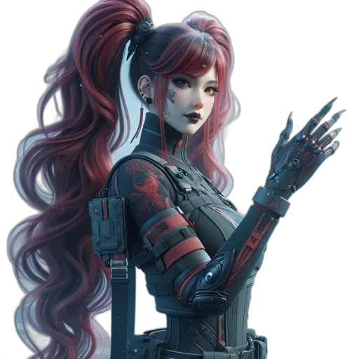 concept art, fantasy art, comic book art, cyberpunk transparent PNG cut-out
