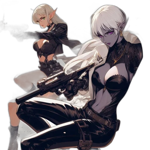 weapon, jacket, robot, staff transparent PNG cut-out