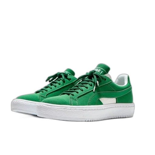 shoes, green, pair, white transparent PNG cut-out