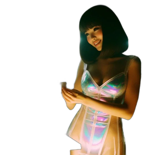 dress, robot, concept art, vaporwave transparent PNG cut-out