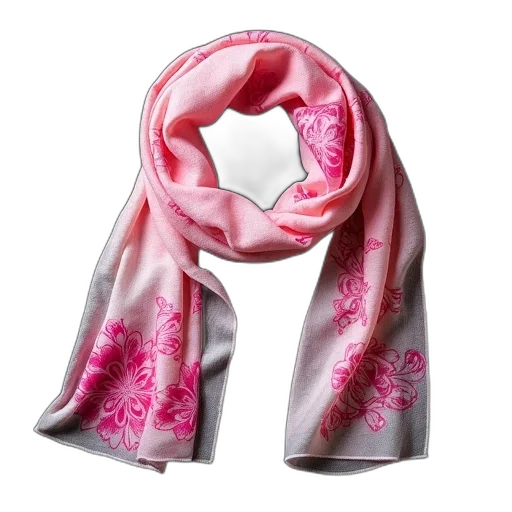 pink, white, scarf, floral transparent PNG cut-out