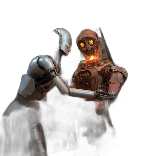 robot, weapon, mask, staff transparent PNG cut-out