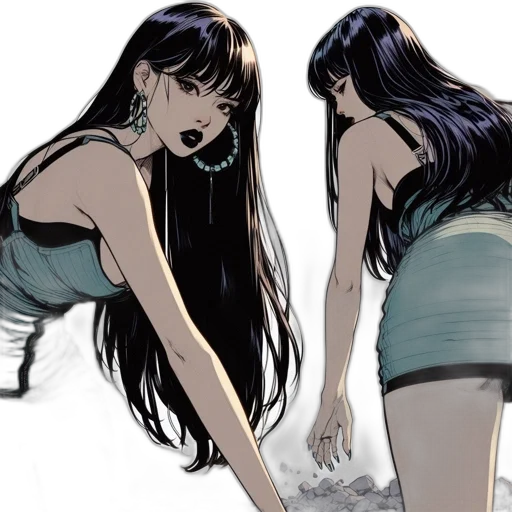 dress, hair, comic book art, concept art transparent PNG cut-out
