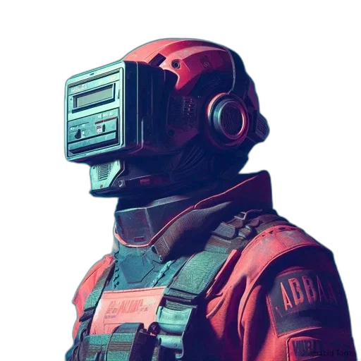 robot, mask, jacket, face transparent PNG cut-out