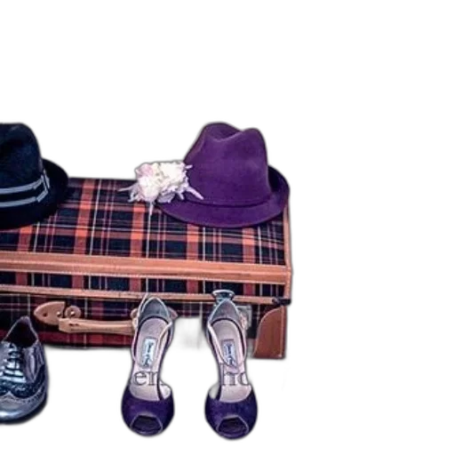 shoes, hat, vintage, suitcase transparent PNG cut-out