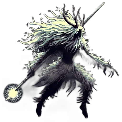 creature, hair, staff, dragon transparent PNG cut-out
