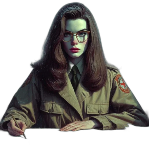 jacket, face, staff, comic book art transparent PNG cut-out