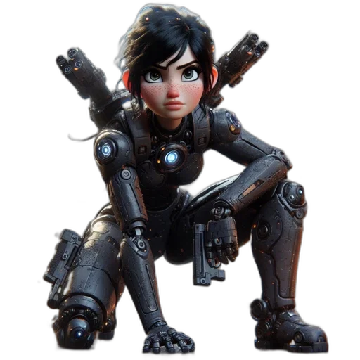 robot, weapon, concept art, 3d render transparent PNG cut-out
