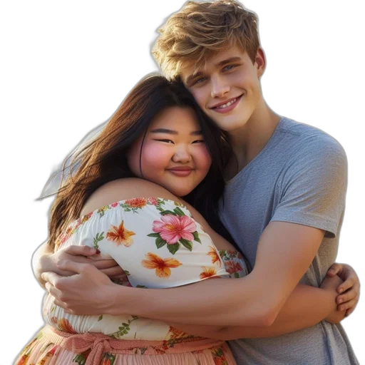 photorealistic, cheerful, young, couple transparent PNG cut-out