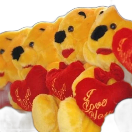 3d render, row, yellow, teddy transparent PNG cut-out