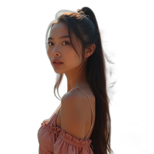 dress, face, staff, hair transparent PNG cut-out