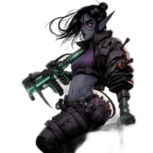 weapon, robot, staff, cyberpunk transparent PNG cut-out