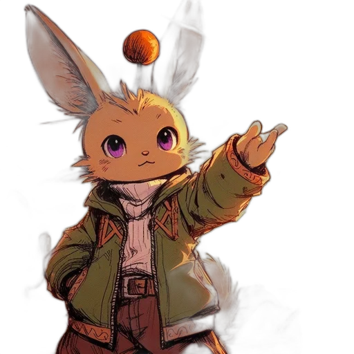 jacket, staff, animal, weapon transparent PNG cut-out