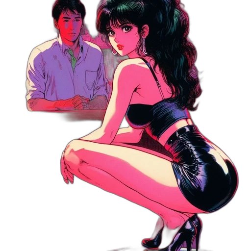 dress, comic book art, concept art, vaporwave transparent PNG cut-out