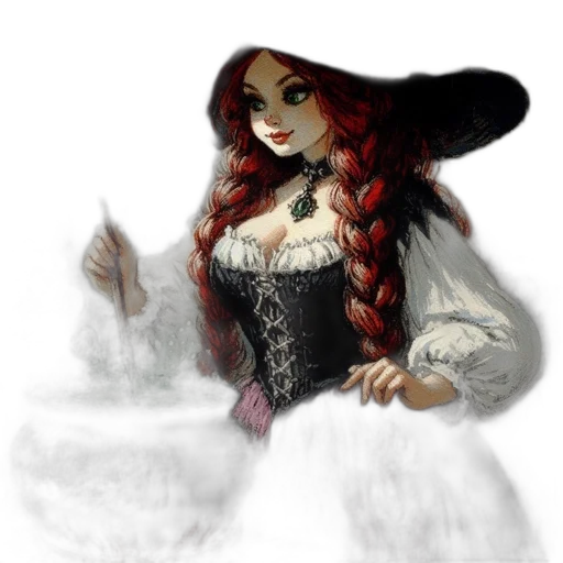 dress, staff, jewelry, fantasy art transparent PNG cut-out