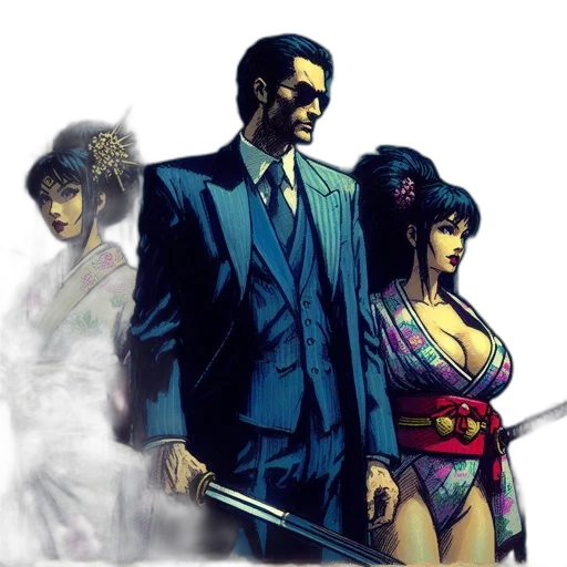 comic book art, concept art, cyberpunk, pixel art transparent PNG cut-out