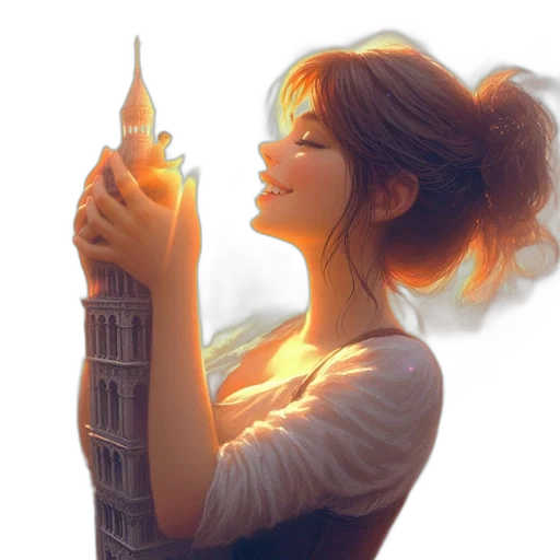 dress, staff, fantasy art, photorealistic transparent PNG cut-out