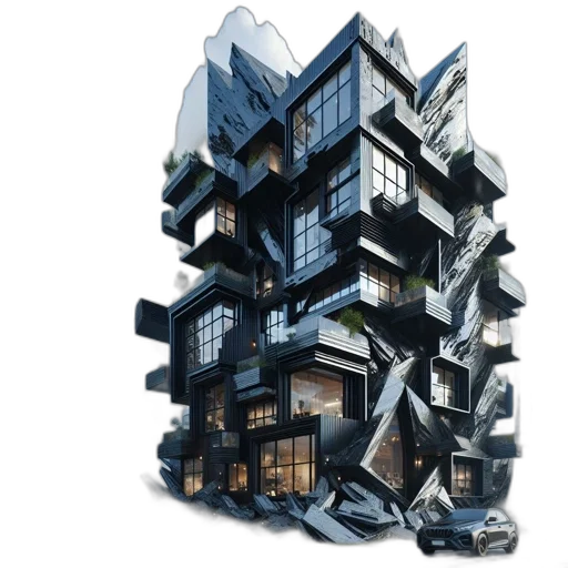 building, 3d render, concept art, photorealistic transparent PNG cut-out