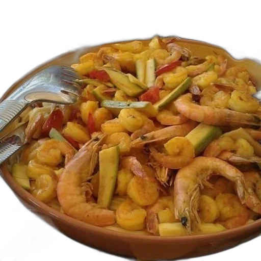 food, bowl, shrimp, vegetables transparent PNG cut-out