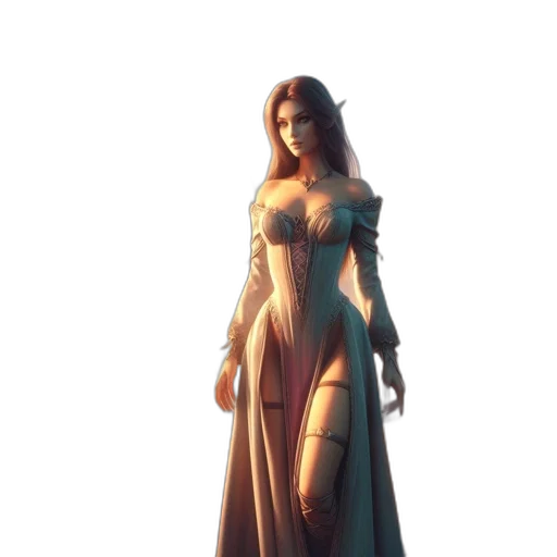 dress, sword, staff, concept art transparent PNG cut-out