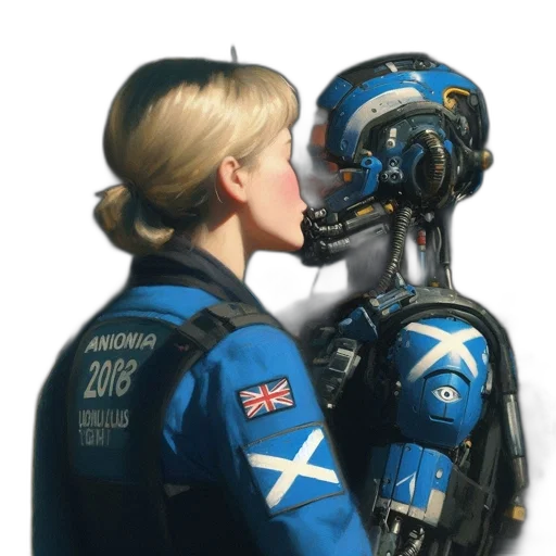 robot, face, jacket, cyberpunk transparent PNG cut-out
