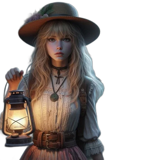 hat, dress, staff, face transparent PNG cut-out