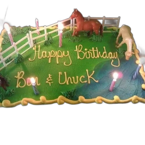 birthday, cake, horses, says transparent PNG cut-out