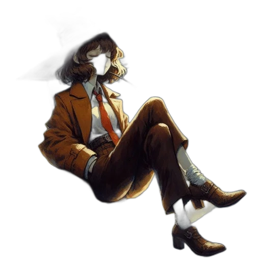 jacket, hat, staff, robot transparent PNG cut-out