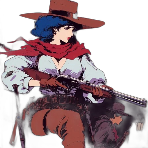 weapon, staff, jacket, hat transparent PNG cut-out
