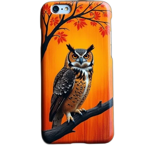 photorealistic, owl, orange, tree transparent PNG cut-out