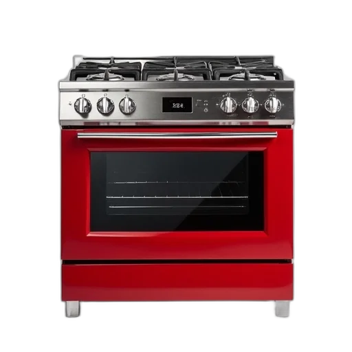 red, modern, oven, digital transparent PNG cut-out