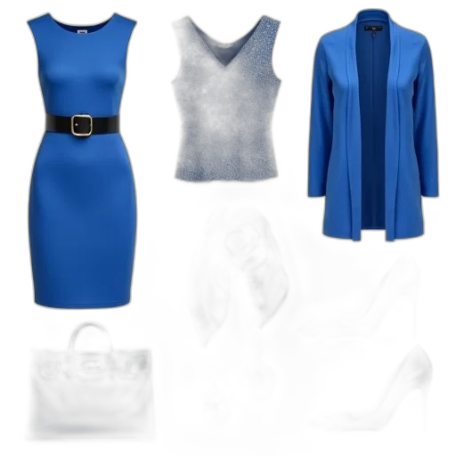dress, 3d render, blue, monochrome transparent PNG cut-out