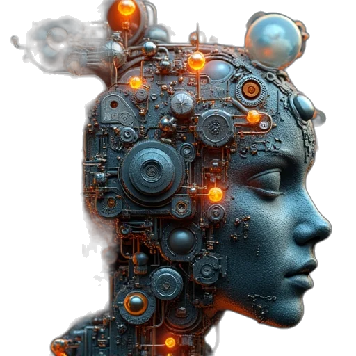 robot, face, mask, crown transparent PNG cut-out
