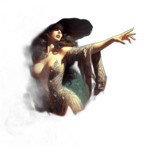 dress, hat, staff, fantasy art transparent PNG cut-out