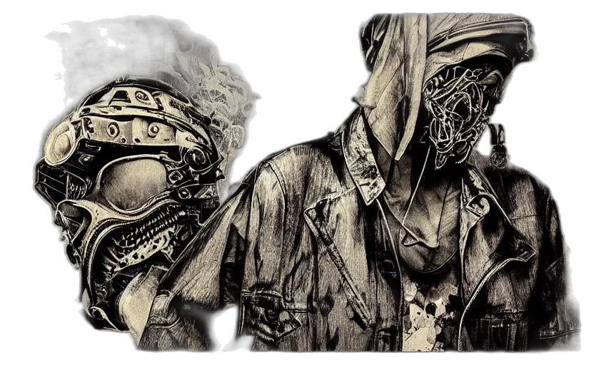 jacket, mask, concept art, photorealistic transparent PNG cut-out