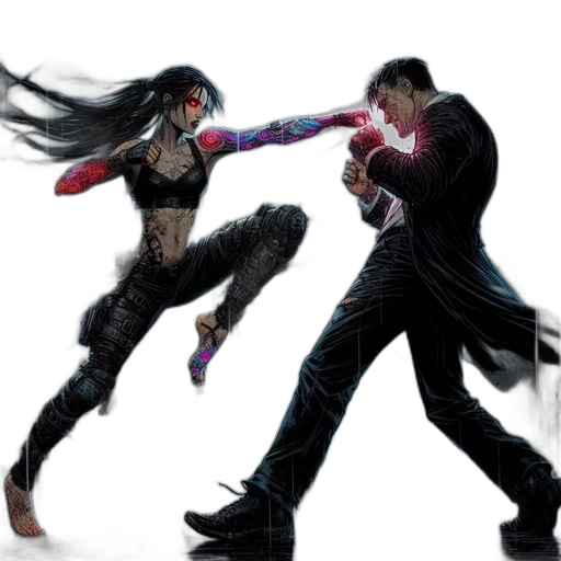 concept art, cyberpunk, comic book art, 3d render transparent PNG cut-out