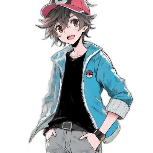 jacket, hat, staff, creature transparent PNG cut-out