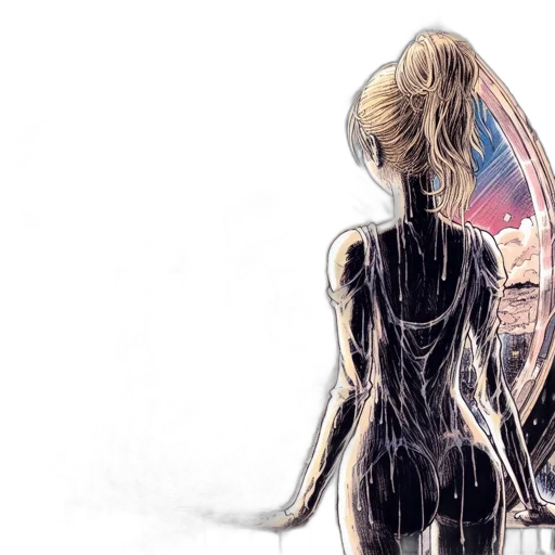 dress, hair, robot, creature transparent PNG cut-out