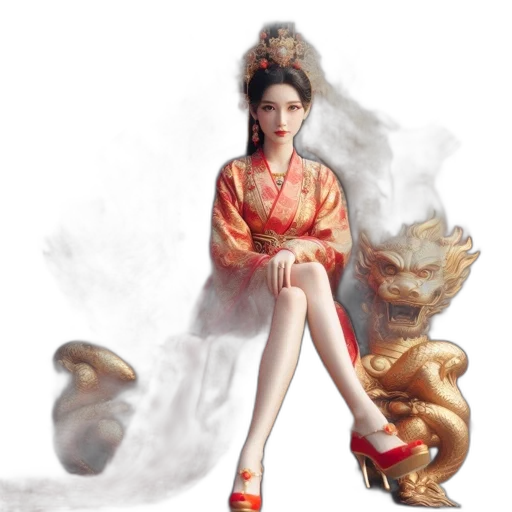 dragon, dress, fantasy art, photorealistic transparent PNG cut-out