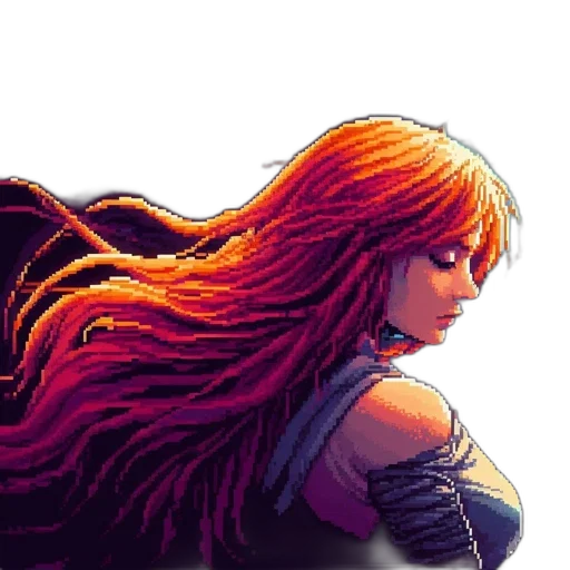 hair, pixel art, comic book art, fantasy art transparent PNG cut-out