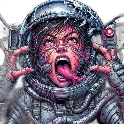 creature, face, comic book art, cyberpunk transparent PNG cut-out
