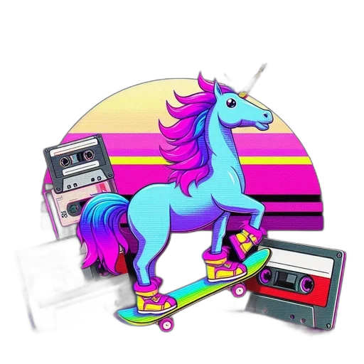 vaporwave, pixel art, concept art, cartoon transparent PNG cut-out