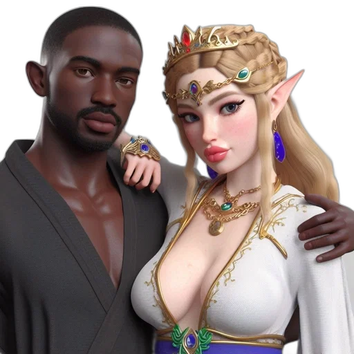 fantasy art, concept art, 3d render, two transparent PNG cut-out