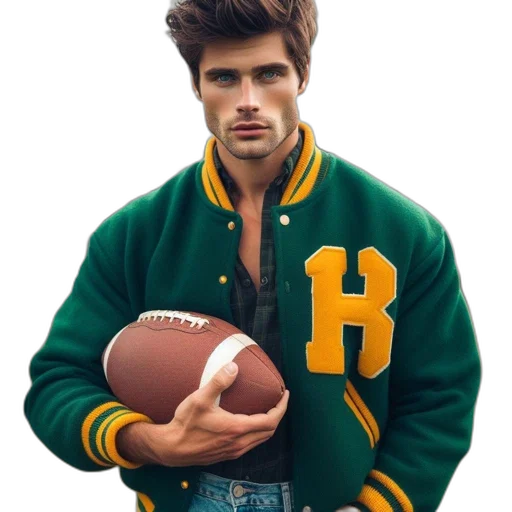 jacket, hair, photorealistic, green transparent PNG cut-out
