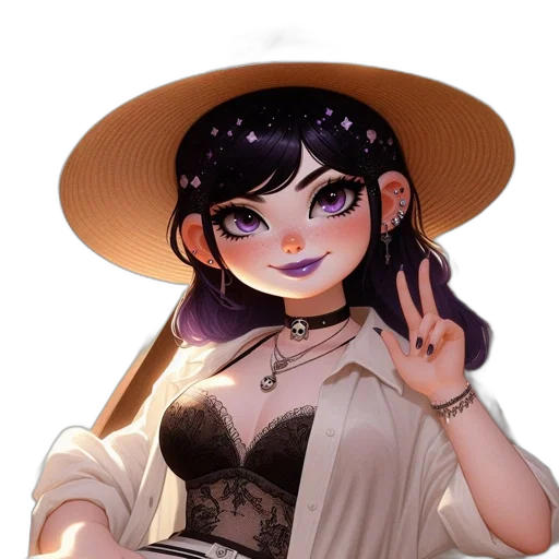 hat, staff, jewelry, dress transparent PNG cut-out
